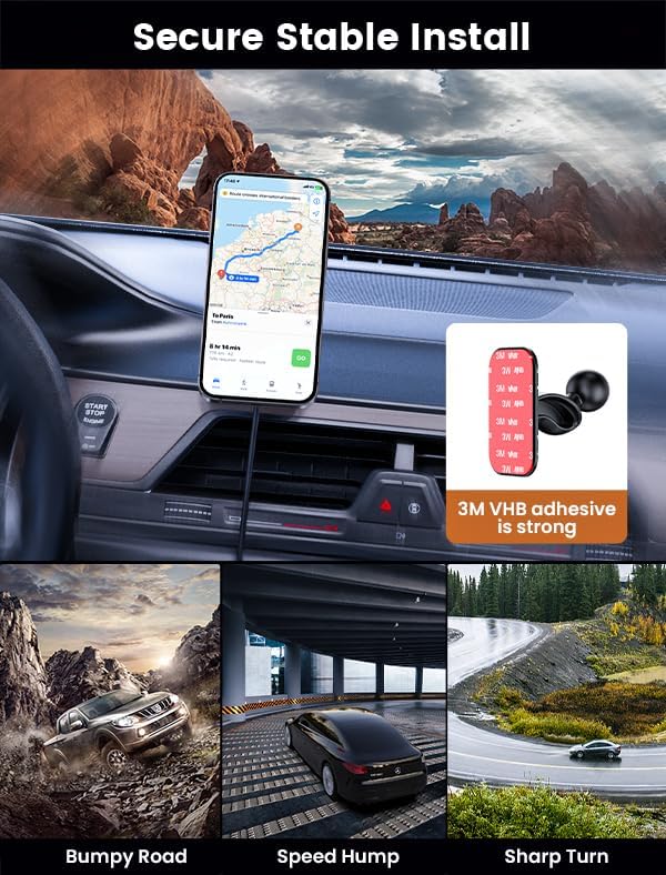 for Magsafe Car Mount Charger-15W Wireless Car Charger-Magnetic Car Phone Holder for Dash Air Vent-Led RGB Handsfree Car Mount Fast Car Charger for Iphone 14/13/12 Series