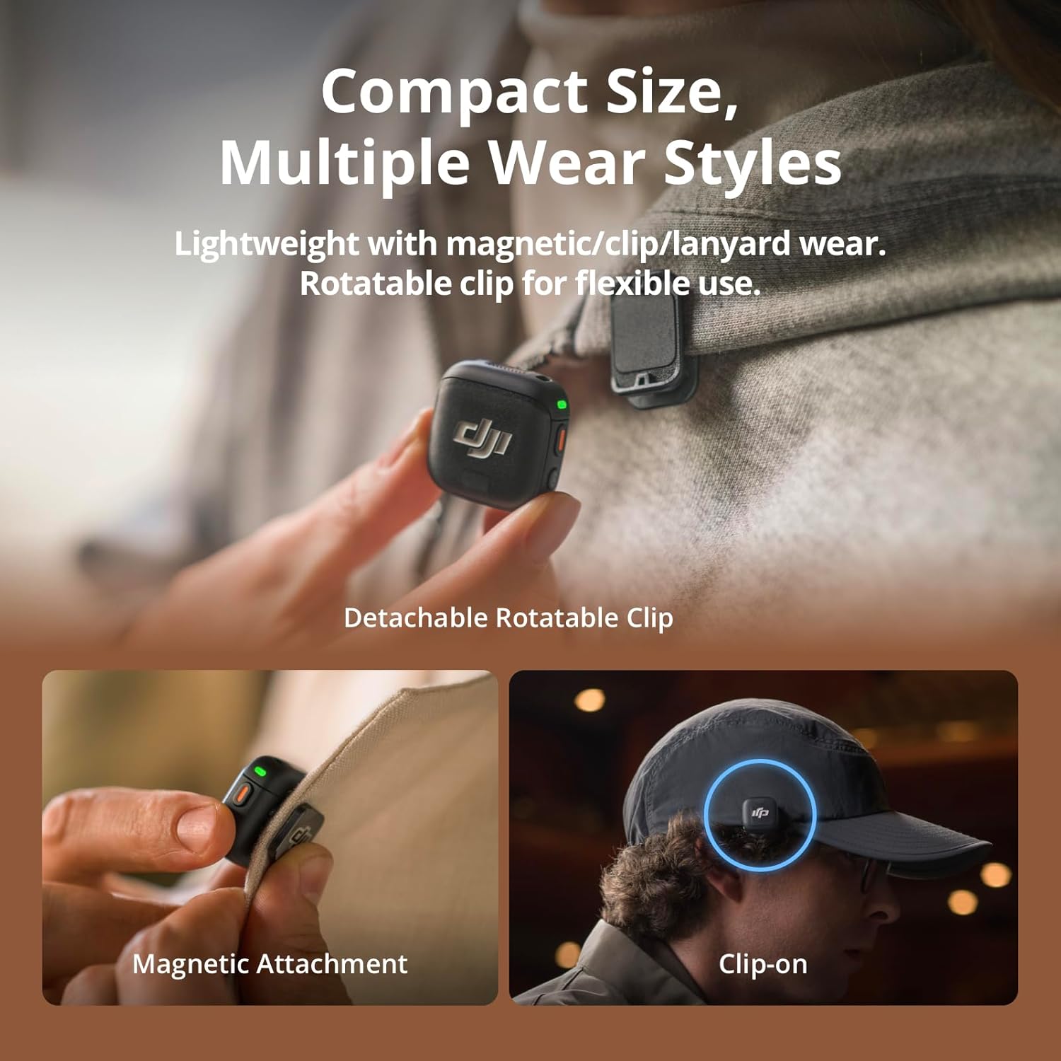 Mic 3 (2 TX + 1 RX + Charging Case), Wireless Microphone for Iphone/Camera/Android, Ultralight, Adaptive Gain Control for Balanced Volume, Dual Band Anti-Interference, 28Hrs Use, Vlog