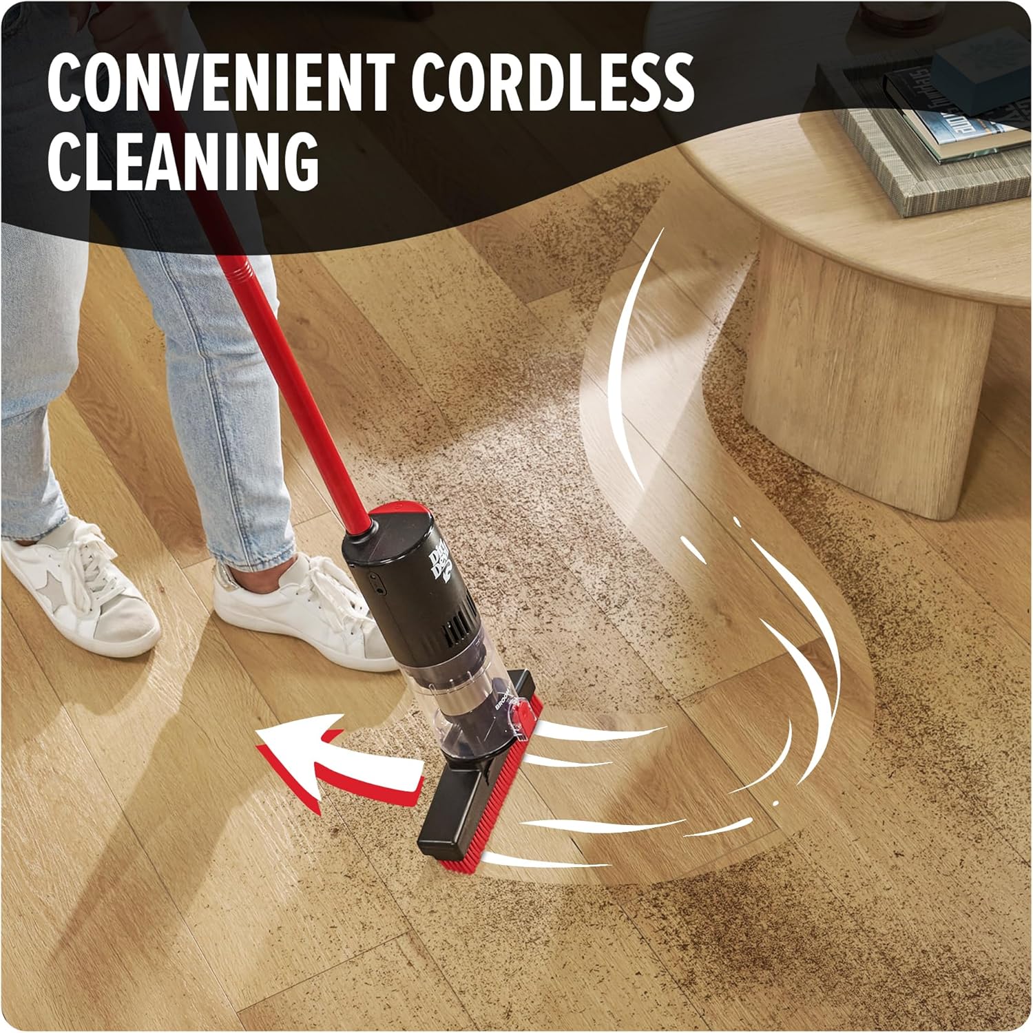 Broom Vac Cordless Hard Floor Cleaner, Lightweight, Bagless, Rechargeable, Clean Every Corner, Nook, Cranny and Edge, Cordless Vacuum Cleaners for Home Use
