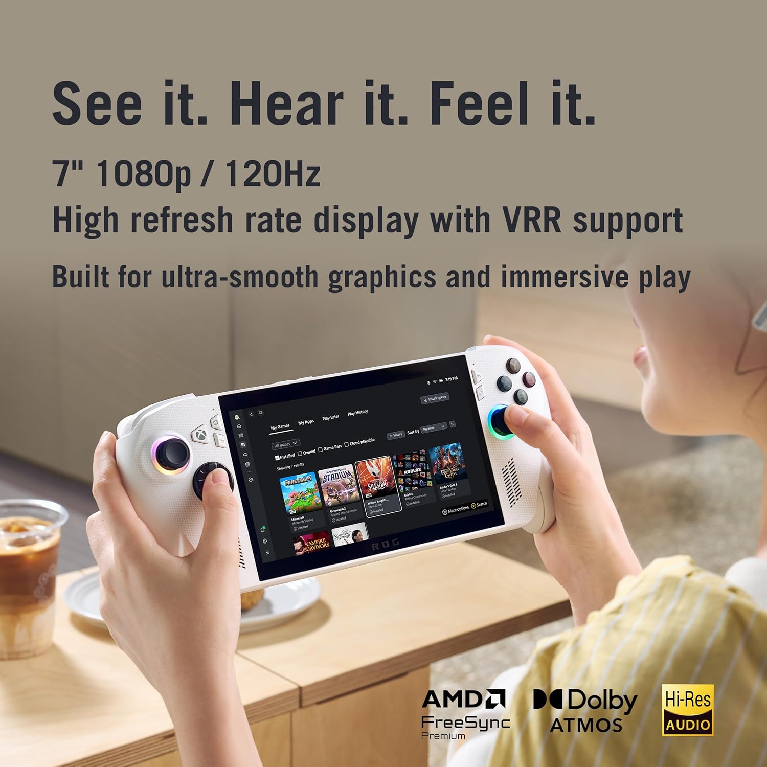 ROG Xbox Ally – 7” 1080P 120Hz Touchscreen Gaming Handheld, 3-Month Xbox Game Pass Premium Included, AMD Ryzen Z2 A, 16GB RAM, 512GB SSD, White