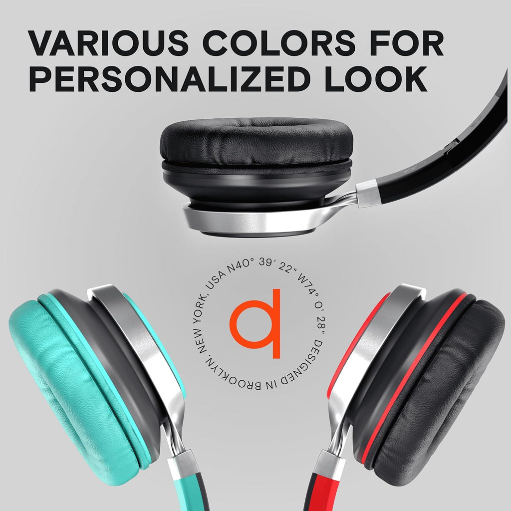 CL750 Wired Headphones with Mic & Volume Control — Noise Isolating On-Ear Headphones for Computer and Laptop Wired, Plug in Corded Headphone over Ear with Wire (Foldable, Aux Jack 3.5Mm)