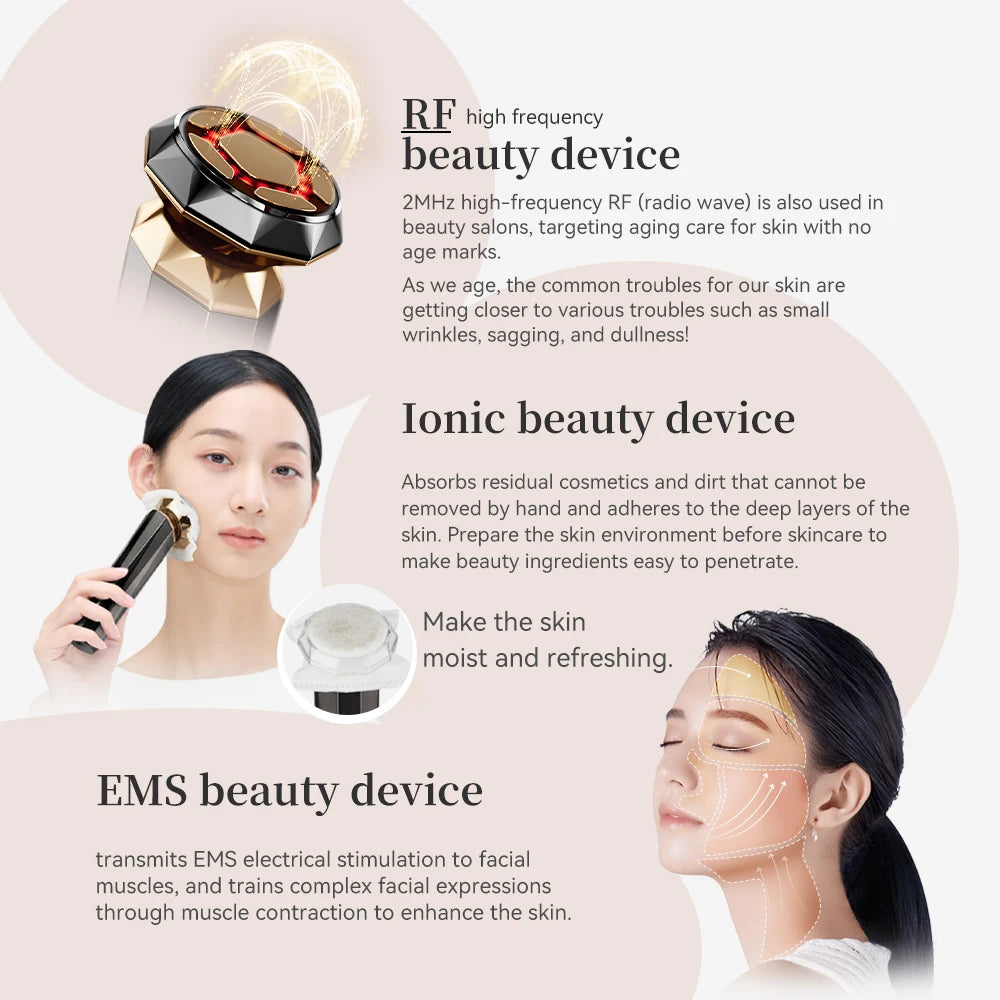 ANLAN Multifunction Skincare Device Pro 18K Gold Face Radio Frequency With Hot Cold EMS Facial Lifting Beauty Skin Care Massager