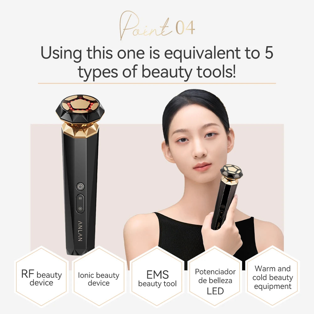 ANLAN Multifunction Skincare Device Pro 18K Gold Face Radio Frequency With Hot Cold EMS Facial Lifting Beauty Skin Care Massager