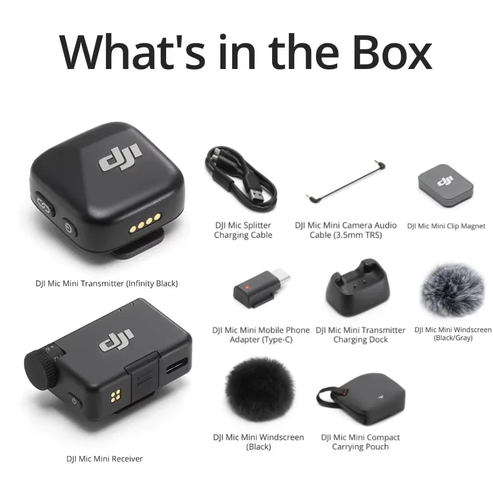 DJI Mic Mini Wireless Microphone with Intelligent Noise Cancelling High-Quality Audio With Stable Transmission