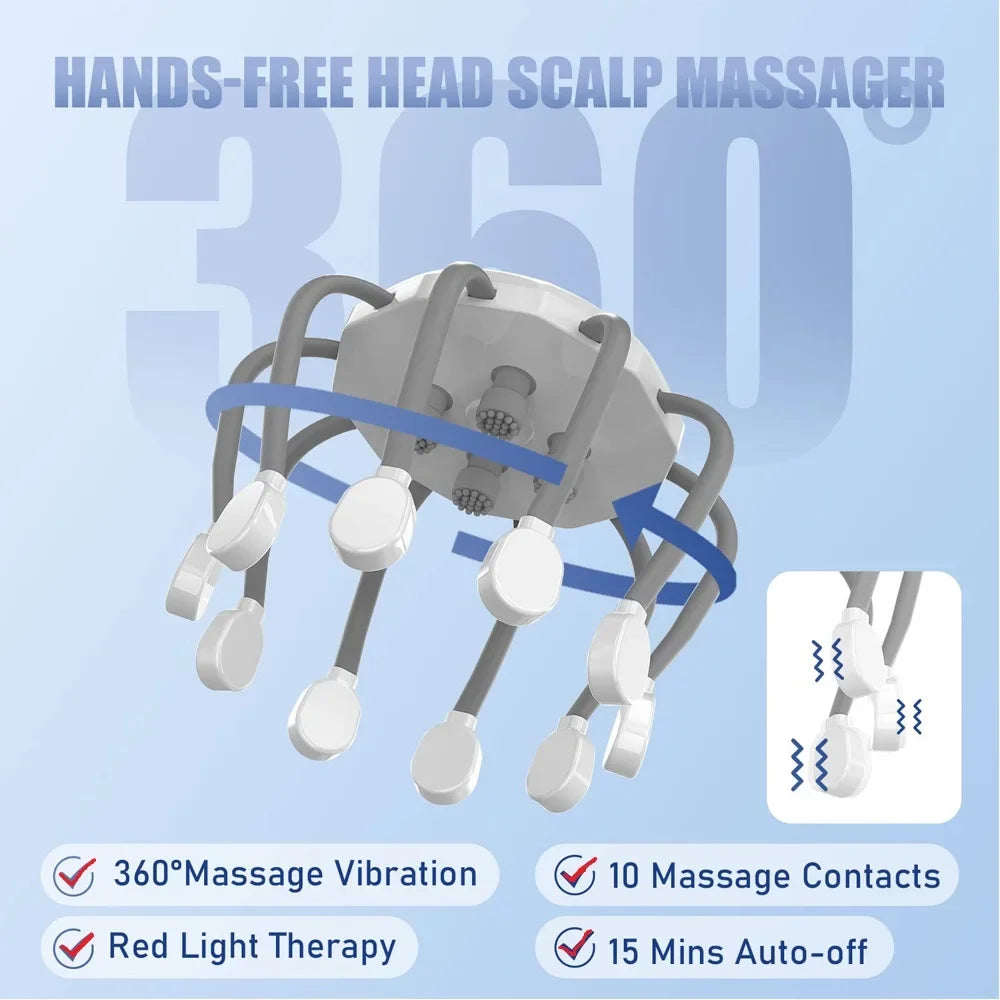 Electric Scalp Massager with Red Light Therapy - Soft Silicone Head Massager for Stress Relief and Relaxation