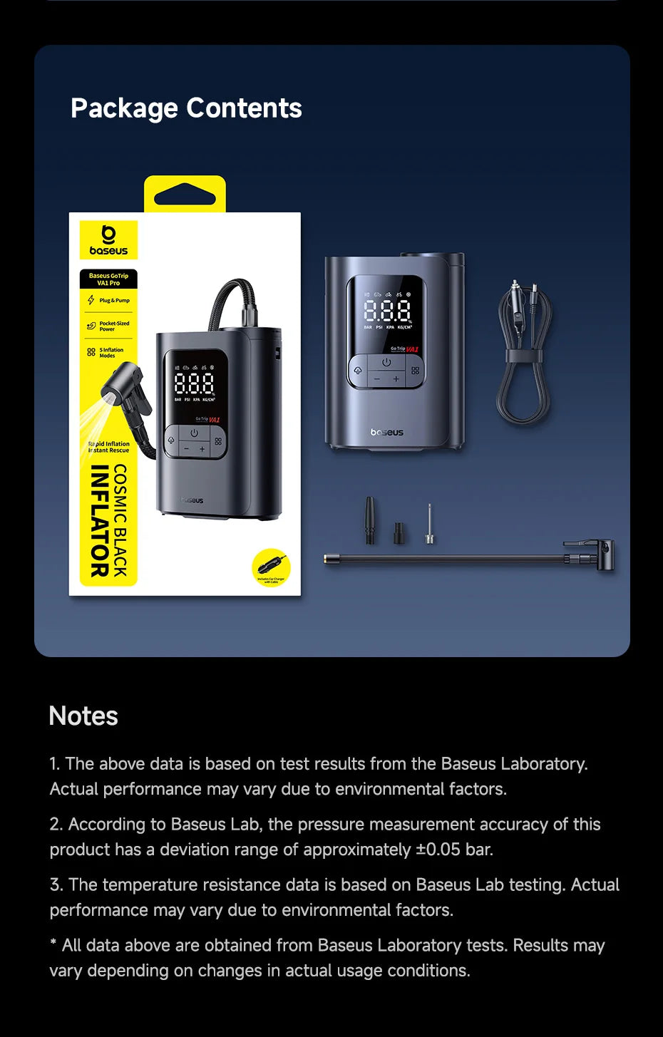 New Baseus GoTrip VA1 Pro/Max Car Air Pump 7500mAh Air Compressor Portable Tire Inflator for Motorcycle Bicycle Ball Car Pump
