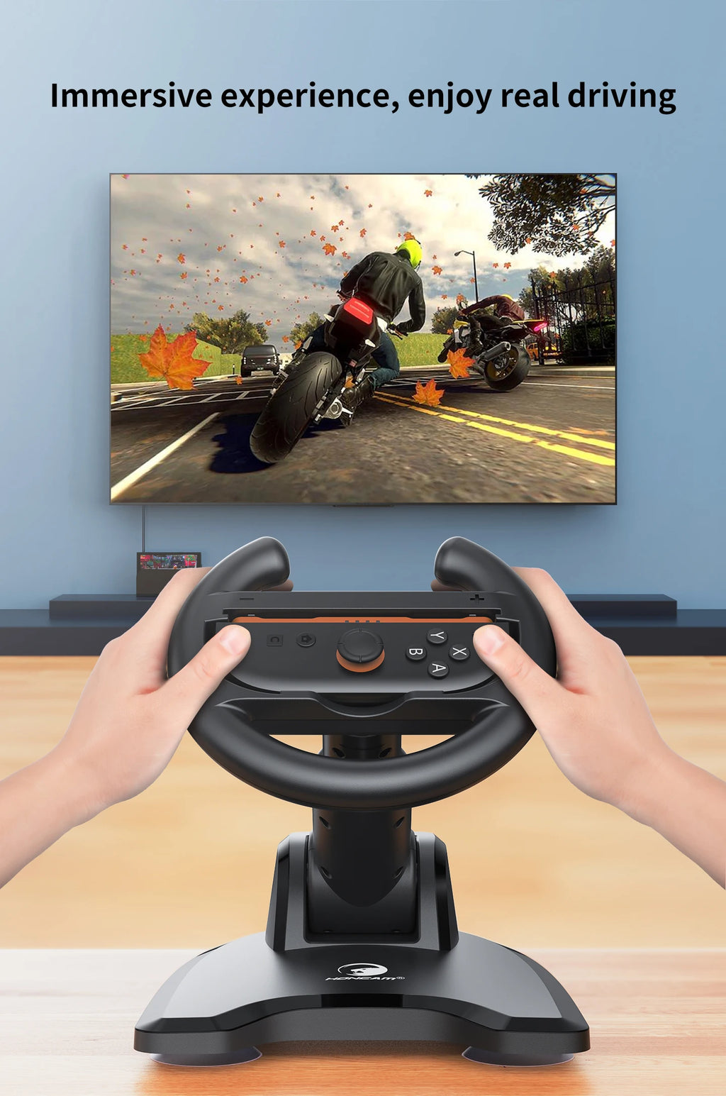 HONCAM Universal Racing Wheel Stand for Switch & Switch2 Joycon Game Wheel Controller with Secure Suction cup base for NS2 acces