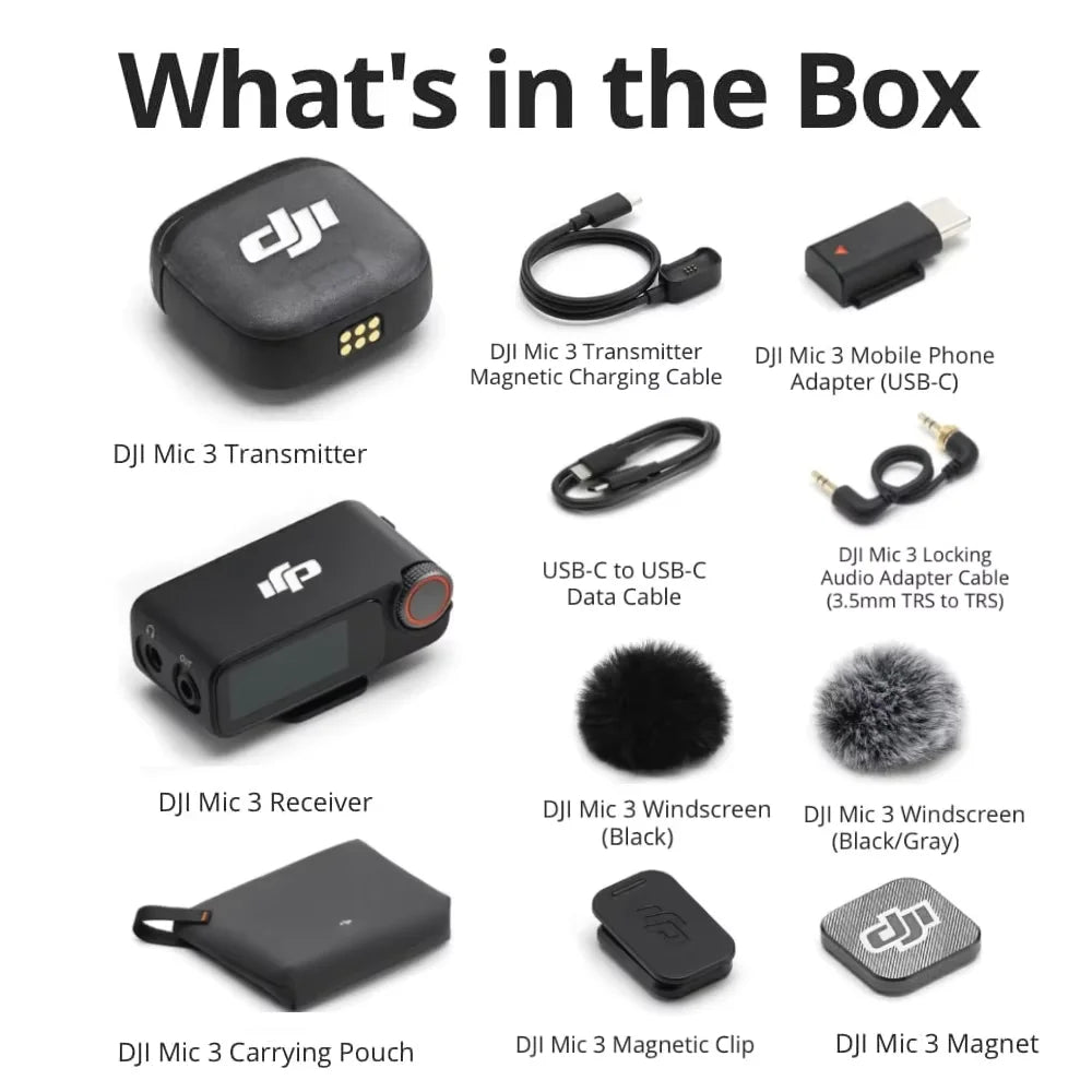 Original  Mic 3 Wireless Lavalier Mic 1TX 1RX 2TX 1RX Kit with Charging Case Adaptive Gain Control&Dual Band for Vlog