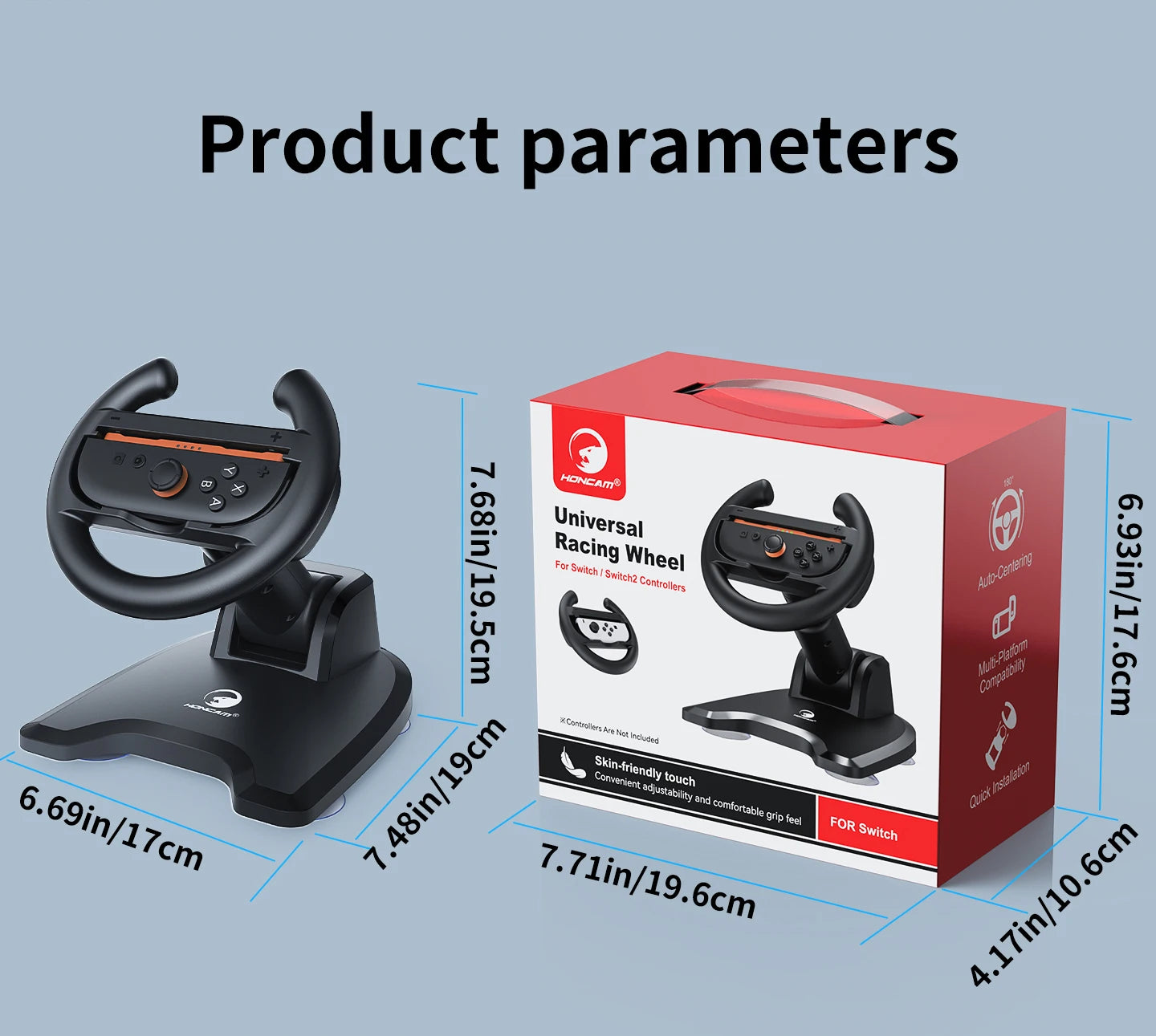 HONCAM Universal Racing Wheel Stand for Switch & Switch2 Joycon Game Wheel Controller with Secure Suction cup base for NS2 acces