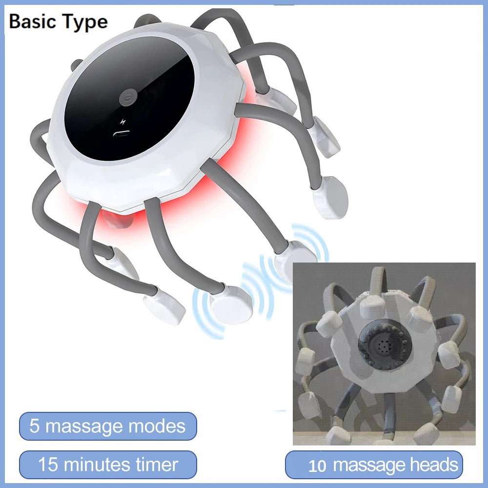 Electric Scalp Massager with Red Light Therapy - Soft Silicone Head Massager for Stress Relief and Relaxation