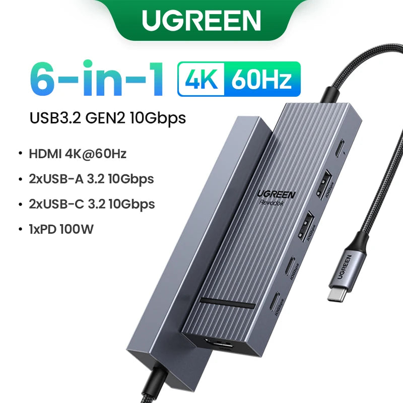 UGREEN 12-in-1 USB HUB Type-C to 2HDMI 4K120Hz DP USB3.2 10Gbps SD/TF RJ45 PD100W for MacBook Dell HP Laptop Accessories Docking
