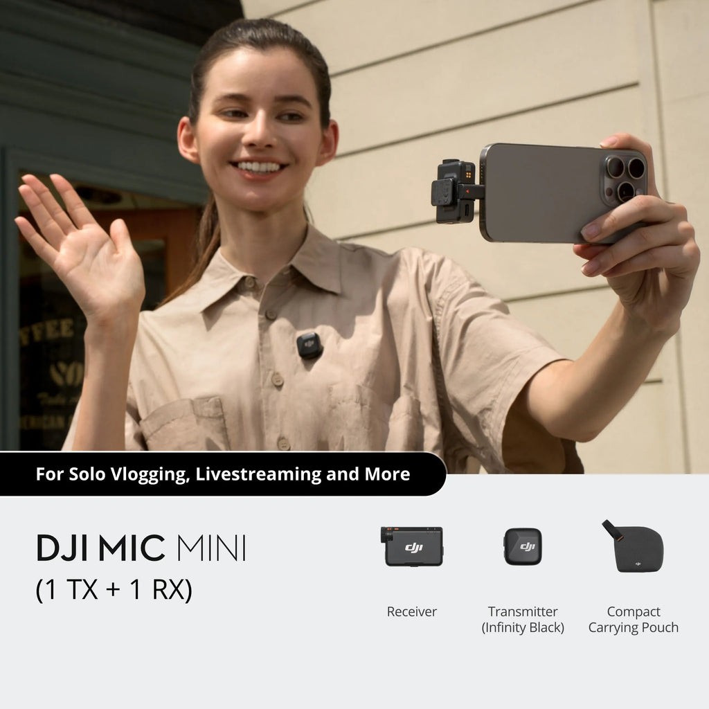 DJI Mic Mini Wireless Microphone with Intelligent Noise Cancelling High-Quality Audio With Stable Transmission