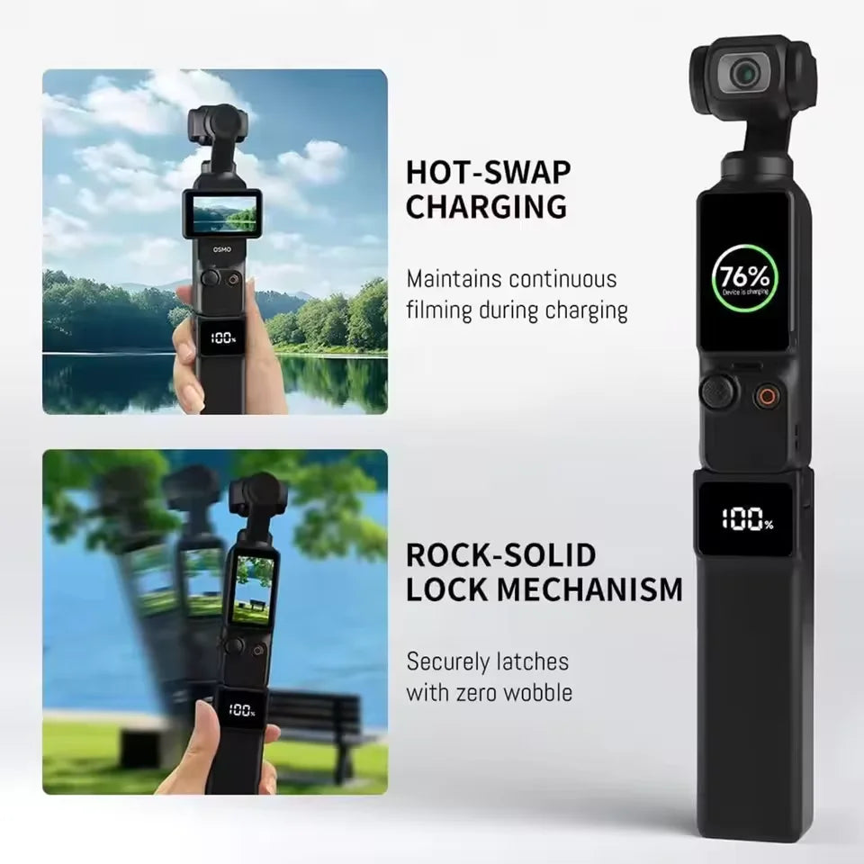 Battery Handle for DJI osmo Pocket 3,Extended Accessories Battery Handle 5000mAh Mobile Power with MINI Tripod