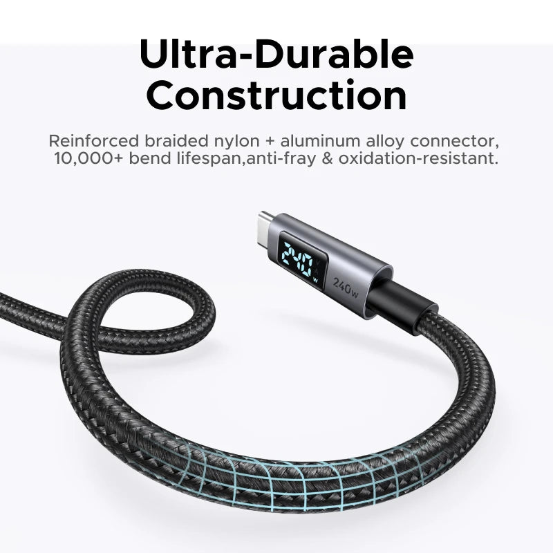 UGREEN USB-C Cable 240W Digital Display Screen PD3.1 Type-C Cord for Laptop MacBook iPhone 17 Samsung S25 Xiaomi Charger Fast
