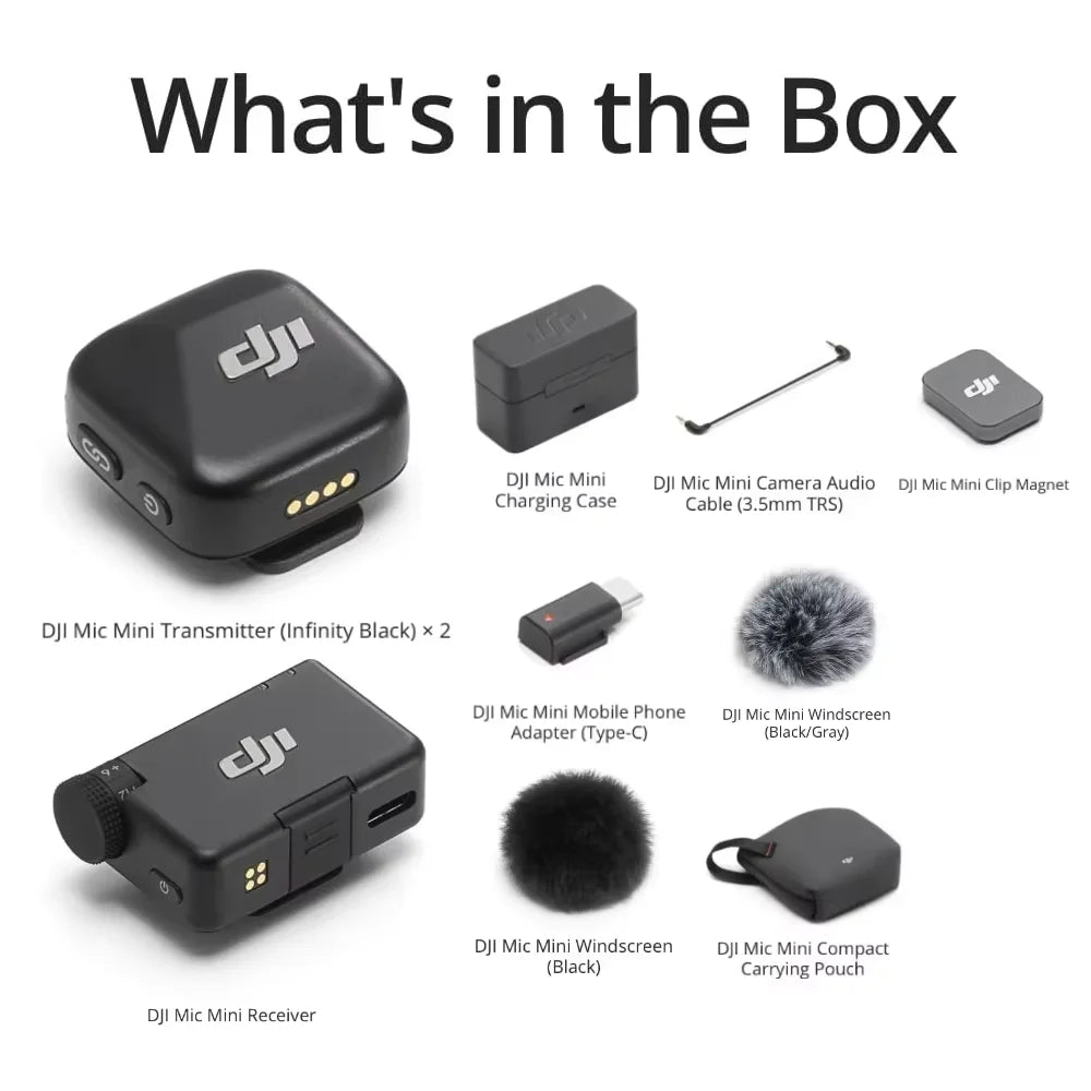 DJI Mic Mini Wireless Microphone with Intelligent Noise Cancelling High-Quality Audio With Stable Transmission