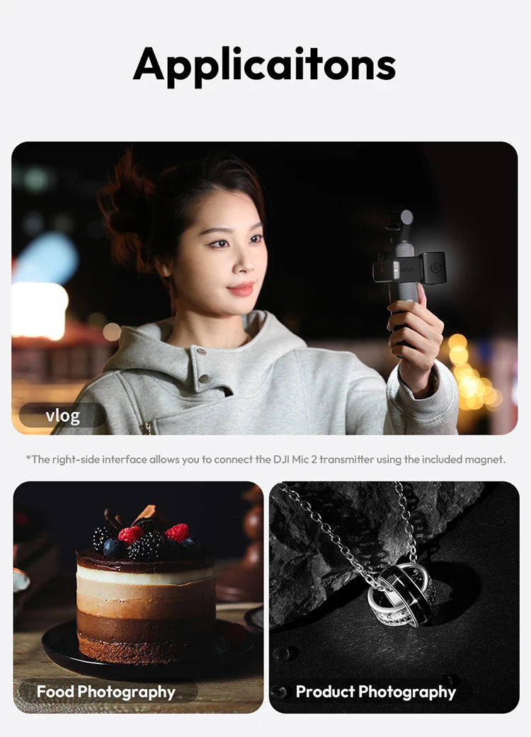 Ulanzi LM001 Pocket 3 Magnetic Mini Led Light Waterproof Video Light for DJI Osmo Pocket 3 for Vlogging Live 500mah Rechargeable