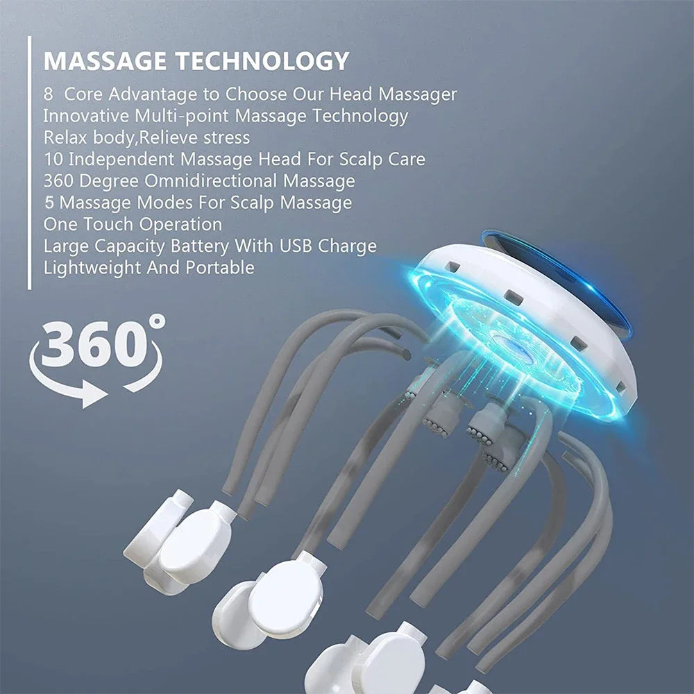 Electric Scalp Massager with Red Light Therapy - Soft Silicone Head Massager for Stress Relief and Relaxation