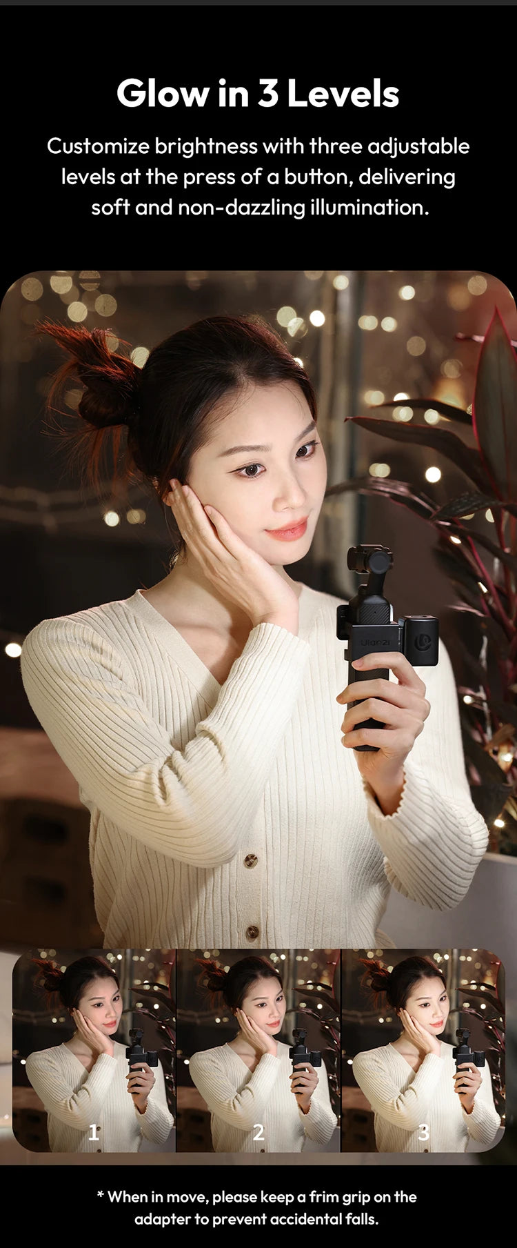 Ulanzi LM001 Pocket 3 Magnetic Mini Led Light Waterproof Video Light for DJI Osmo Pocket 3 for Vlogging Live 500mah Rechargeable