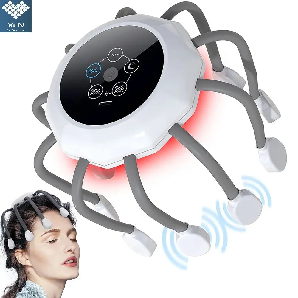 Electric Scalp Massager with Red Light Therapy - Soft Silicone Head Massager for Stress Relief and Relaxation