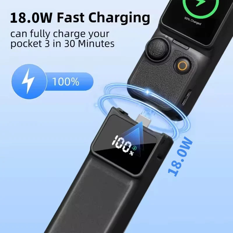 Battery Handle for DJI osmo Pocket 3,Extended Accessories Battery Handle 5000mAh Mobile Power with MINI Tripod