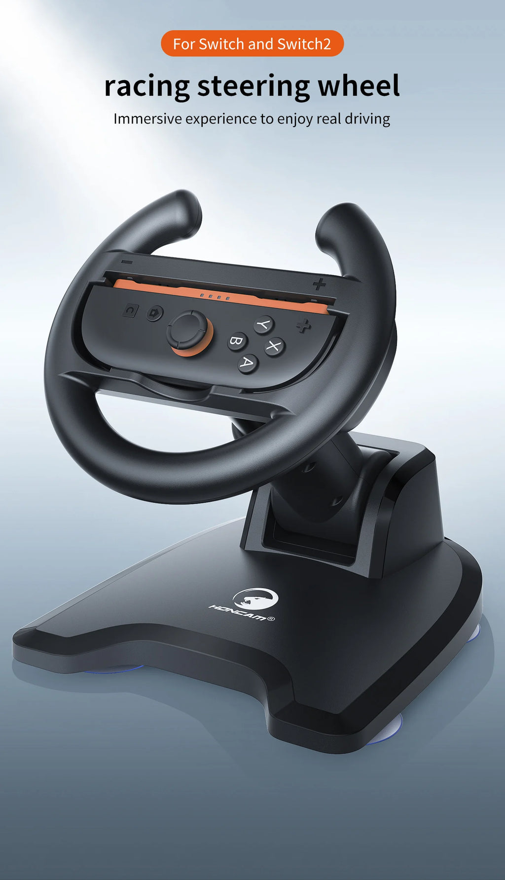 HONCAM Universal Racing Wheel Stand for Switch & Switch2 Joycon Game Wheel Controller with Secure Suction cup base for NS2 acces