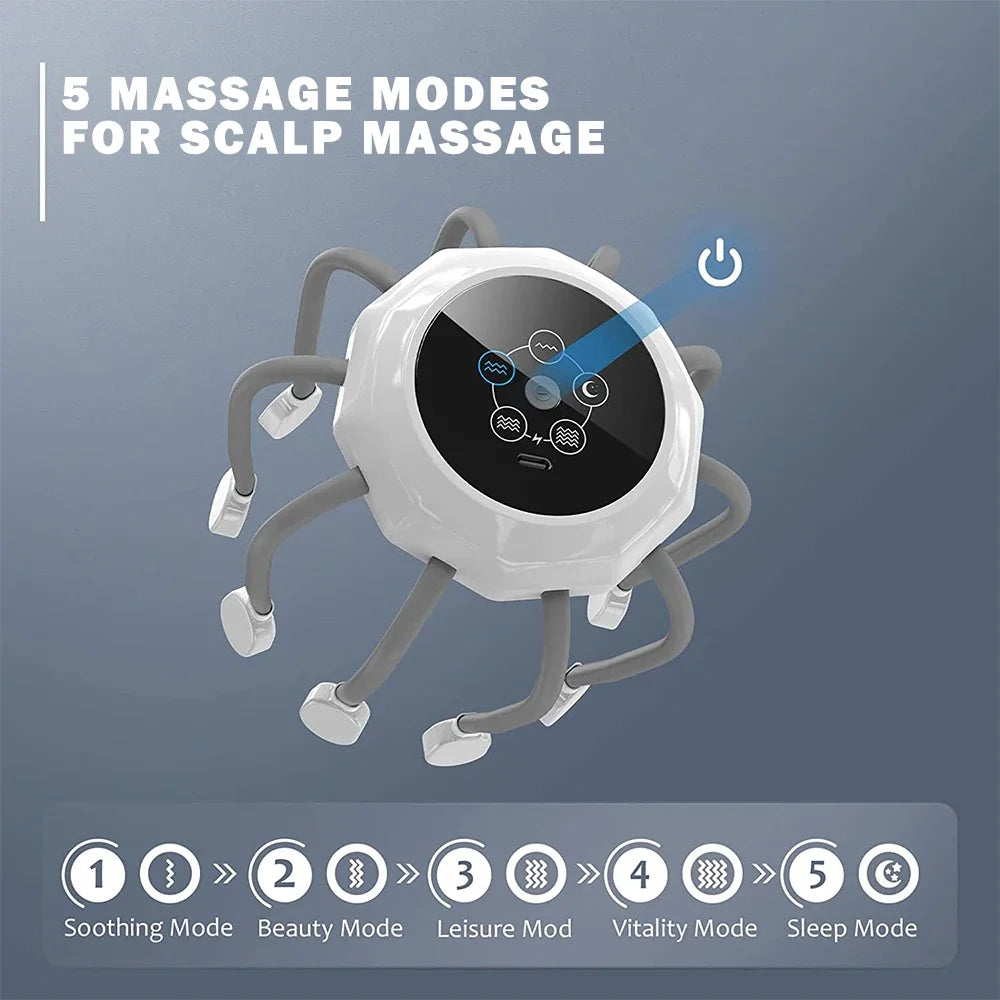 Electric Scalp Massager with Red Light Therapy - Soft Silicone Head Massager for Stress Relief and Relaxation