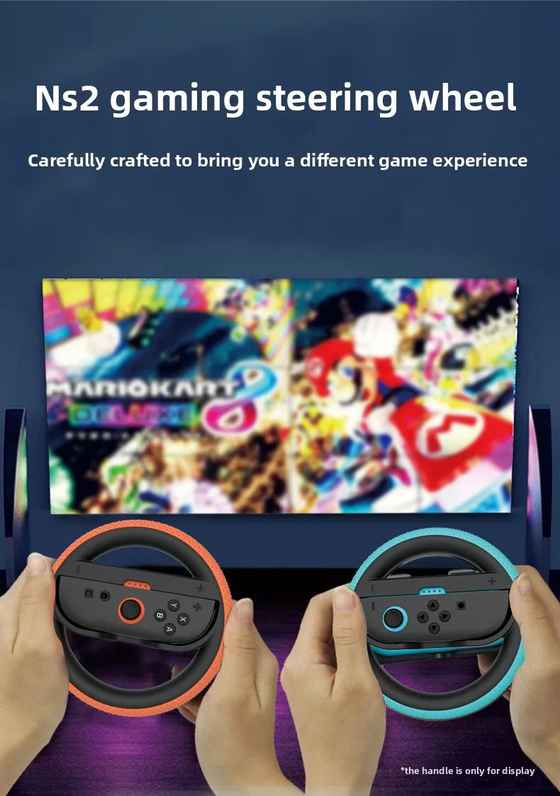 2PCS Steering Wheel for Switch 2 Joy Con Controller Switch2 Joycon 2 Racing Wheel Hand Grip for Mario Kart World 8 Deluxe
