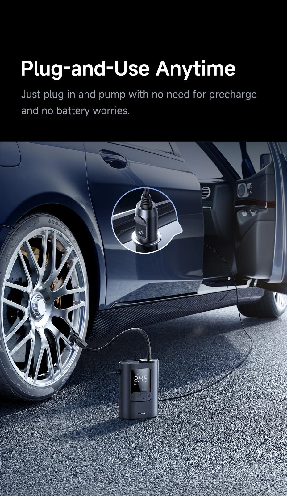 New Baseus GoTrip VA1 Pro/Max Car Air Pump 7500mAh Air Compressor Portable Tire Inflator for Motorcycle Bicycle Ball Car Pump