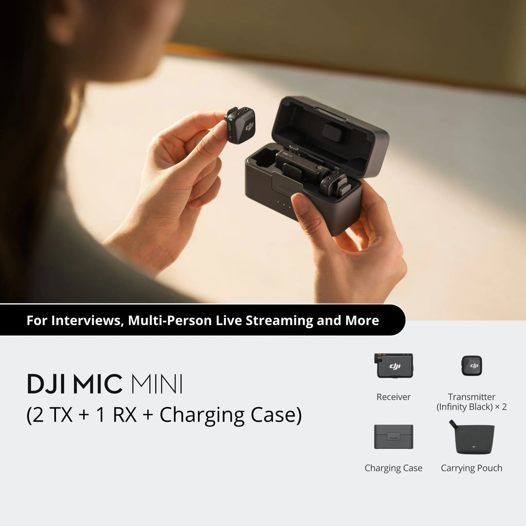 DJI Mic Mini Wireless Microphone with Intelligent Noise Cancelling High-Quality Audio With Stable Transmission