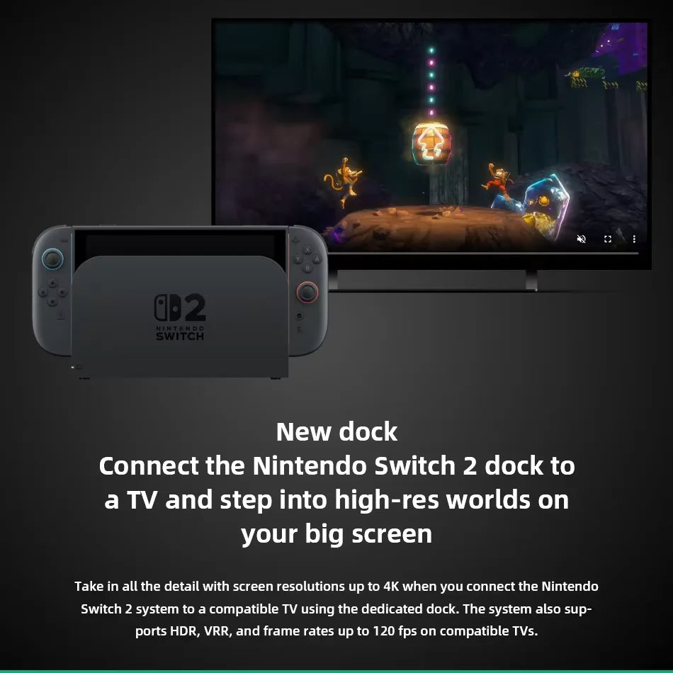 Nintendo Switch 2 Original NS2 3 Play Modes Wifi6 Bluetooth Portable Gaming Console 5220mAh 256GB Storage 7.9" LCD Touch Screen