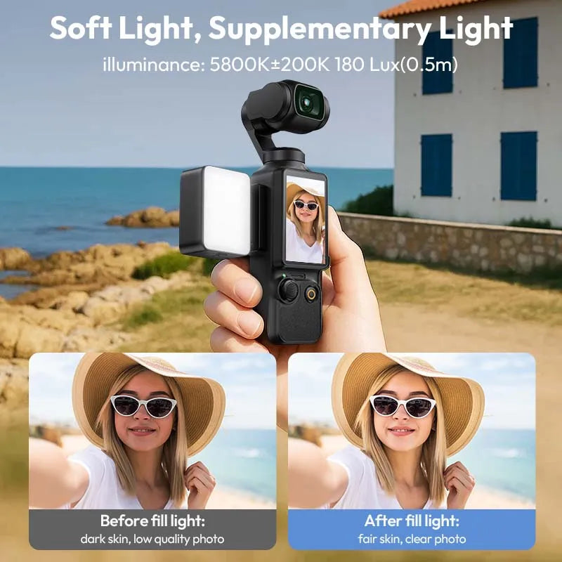 Ulanzi LM001 Pocket 3 Magnetic Mini Led Light Waterproof Video Light for DJI Osmo Pocket 3 for Vlogging Live 500mah Rechargeable