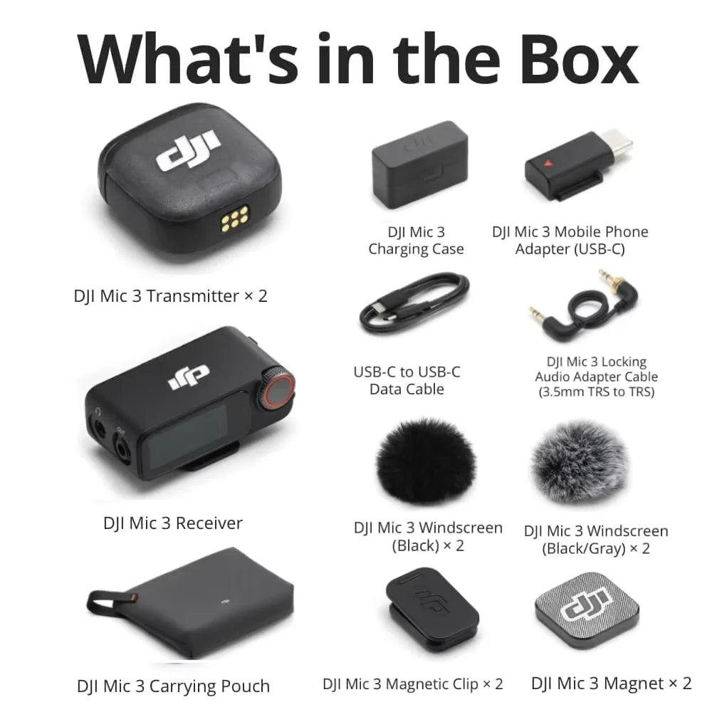 Original  Mic 3 Wireless Lavalier Mic 1TX 1RX 2TX 1RX Kit with Charging Case Adaptive Gain Control&Dual Band for Vlog