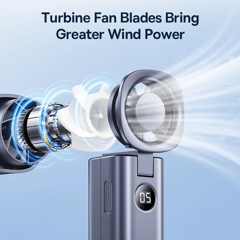Baseus Portable Handheld Fan High-Speed Foldable Mini Fan 5 Speed Adjustable with 4000mAh Rechargeable Fan for Home&Outdoor&Car