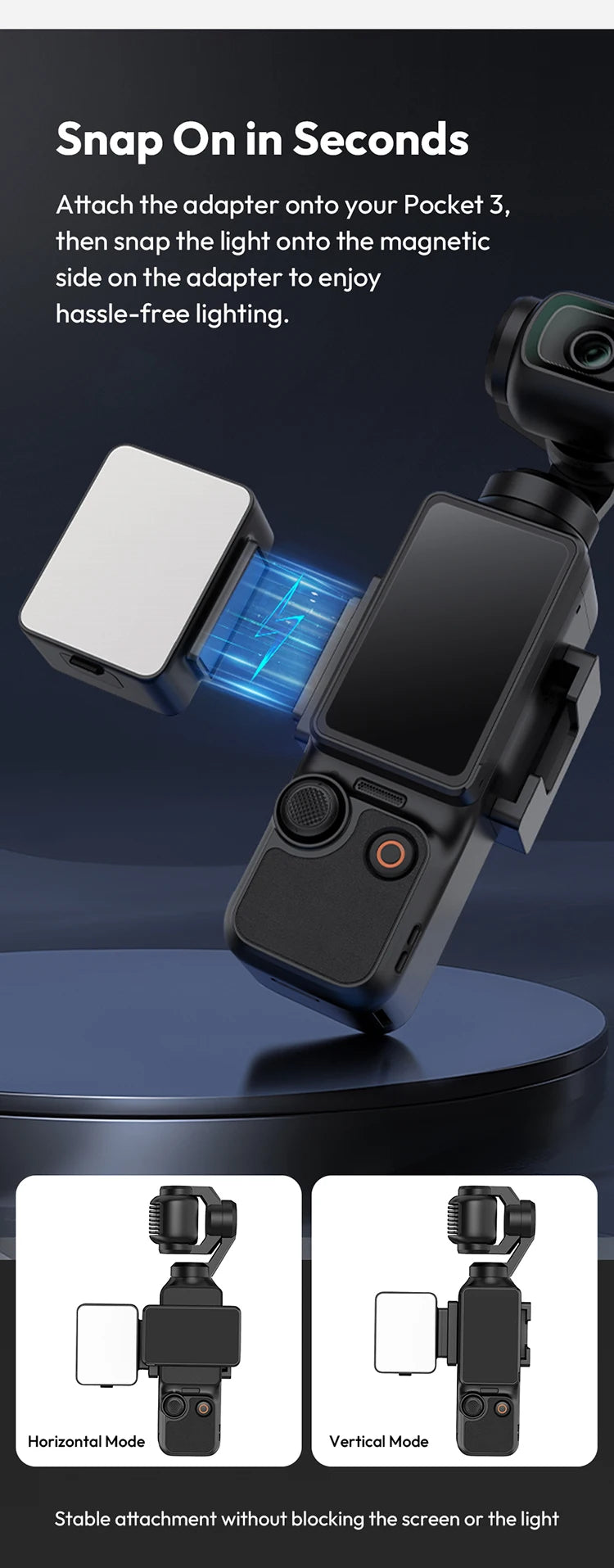 Ulanzi LM001 Pocket 3 Magnetic Mini Led Light Waterproof Video Light for DJI Osmo Pocket 3 for Vlogging Live 500mah Rechargeable