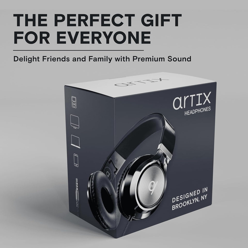 CL750 Wired Headphones with Mic & Volume Control — Noise Isolating On-Ear Headphones for Computer and Laptop Wired, Plug in Corded Headphone over Ear with Wire (Foldable, Aux Jack 3.5Mm)