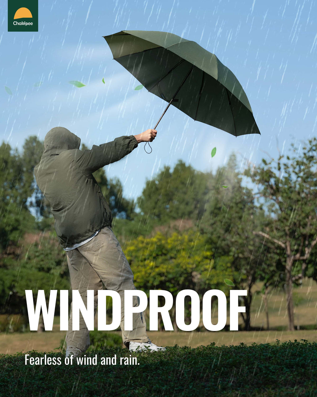Inverted Umbrella,Large Automatic Reverse Windproof Compact Umbrella,114Cm Span-10 Ribs,Green